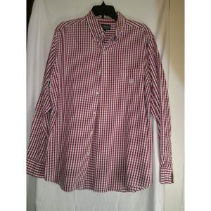 Chaps Red & White Gingham Check Button-Down Casual Dress‎ Shirt L/G